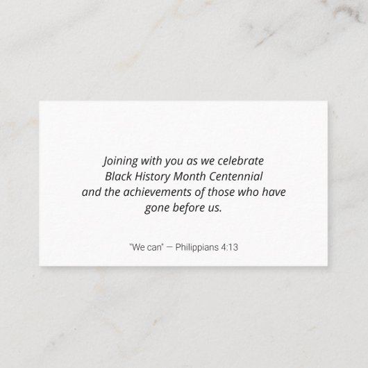 Celebrating Black History Month Centennial 名刺 (裏面)