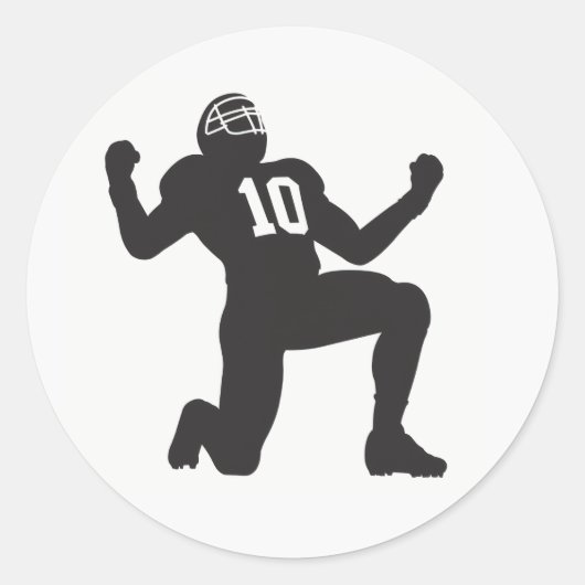 Celebrating Football Player Silhouette ラウンドシール (正面)