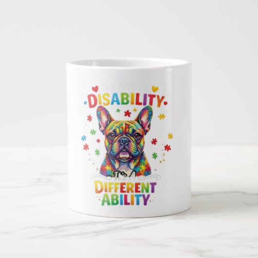 Celebrating French Bulldog Neurodiversity: Autism  ジャンボコーヒーマグカップ (正面)