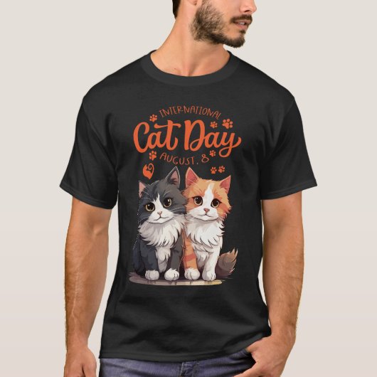 "Celebrating International Cat Day” Tシャツ (正面)