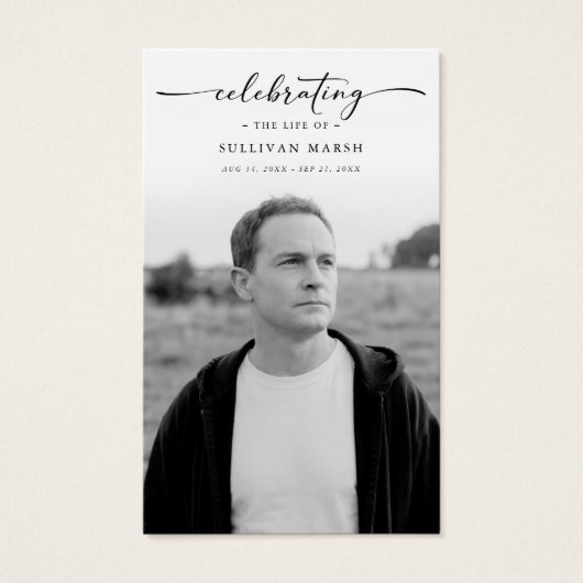 Celebrating Life Elegant Photo Funeral Prayer Card (正面)