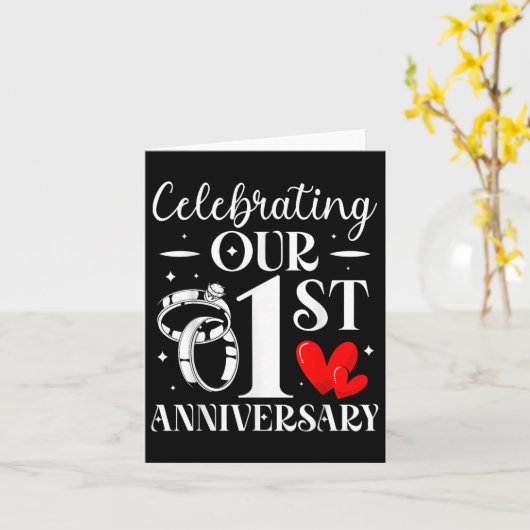 Celebrating Our 1st Wedding Anniversary 1 Year Of  カード (黄色い花)