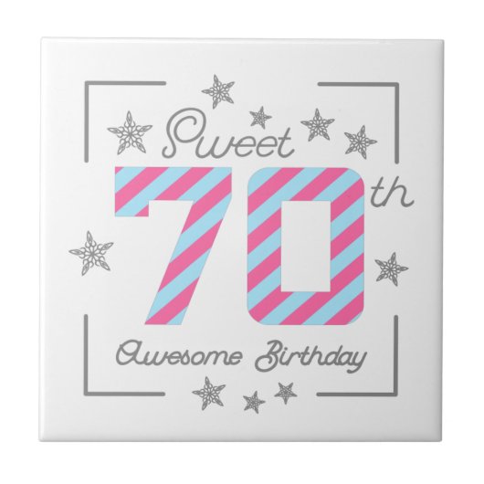 Celebrating Sweet 70th Awesome Birthday タイル (正面)