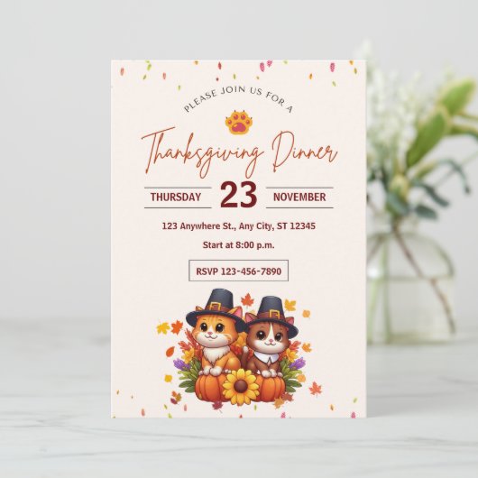 CELEBRATING THANKSGIVING WITH ADORABLE KITTENS 招待状 (スタンド正面)