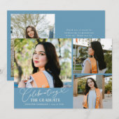 Celebrating the Graduate Denim Blue Multi Photo 案内状 (正面/裏面)