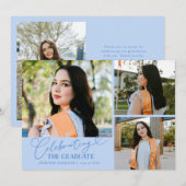 Celebrating the Graduate Icy Blue Multi Photo 案内状 (正面/裏面)