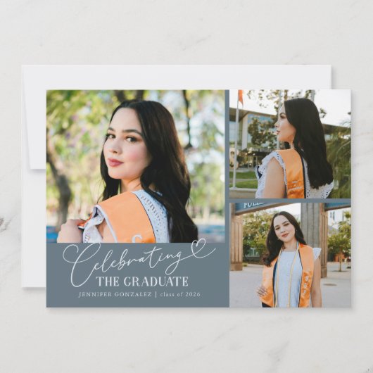 Celebrating the Graduate Slate Blue Multi Photo 案内状 (正面)