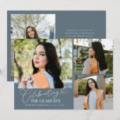 Celebrating the Graduate Slate Blue Multi Photo 案内状 (正面/裏面)