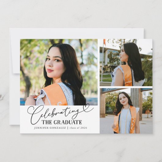 Celebrating the Graduate White Multi Photo 案内状 (正面)