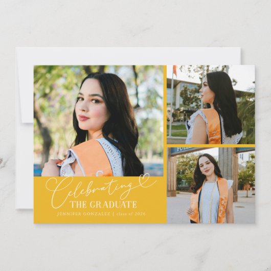 Celebrating the Graduate Yellow Multi Photo 案内状 (正面)