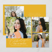 Celebrating the Graduate Yellow Multi Photo 案内状 (正面/裏面)