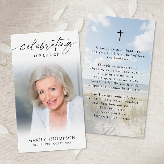 Celebrating the Life Beach Photo Memorial Cards