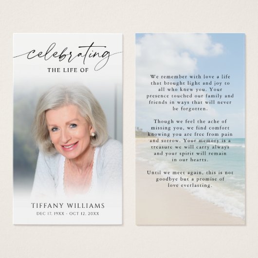Celebrating the Life Beach Photo Memorial Cards (正面&裏面)