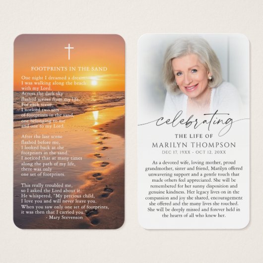 Celebrating the Life Footprints Prayer Cards (正面&裏面)