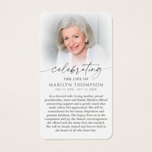 Celebrating the Life Footprints Prayer Cards (裏面)