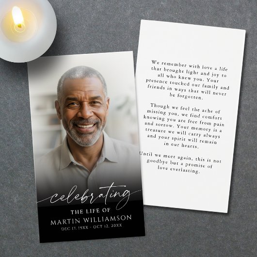 Celebrating the Life Photo Funeral Prayer Card