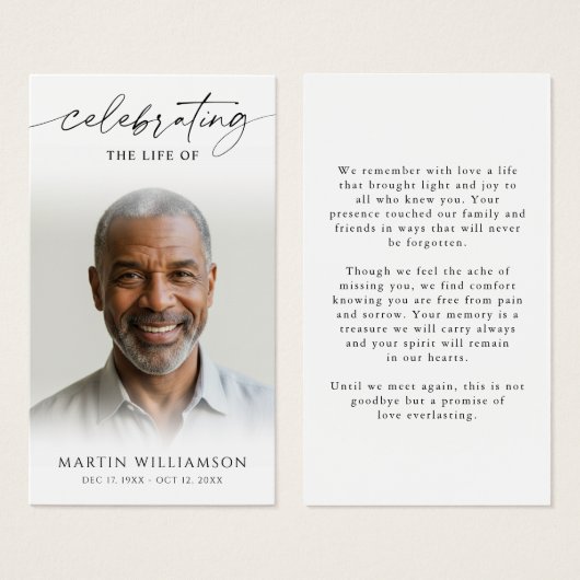 Celebrating the Life Photo Modern Prayer Card (正面&裏面)