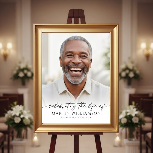 Celebrating the Life Photo Modern Script Memorial ポスター