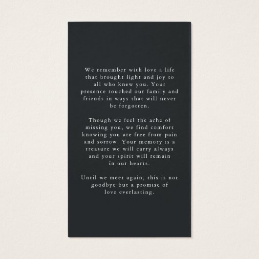 Celebrating the Life Photo Simple Prayer Card (裏面)