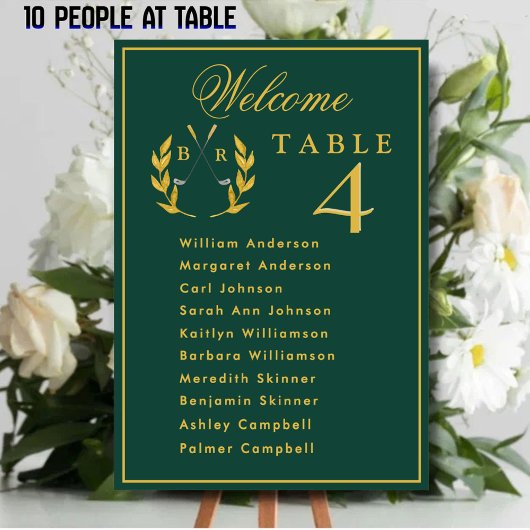 Celebration Golf Wedding Seating 10 Guest Names テーブルナンバー