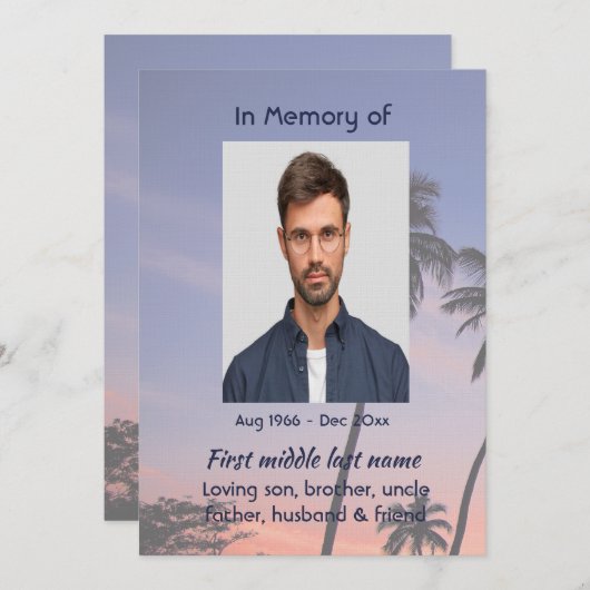 Celebration Life Service Tropical Beach Paradise 招待状 (正面/裏面)