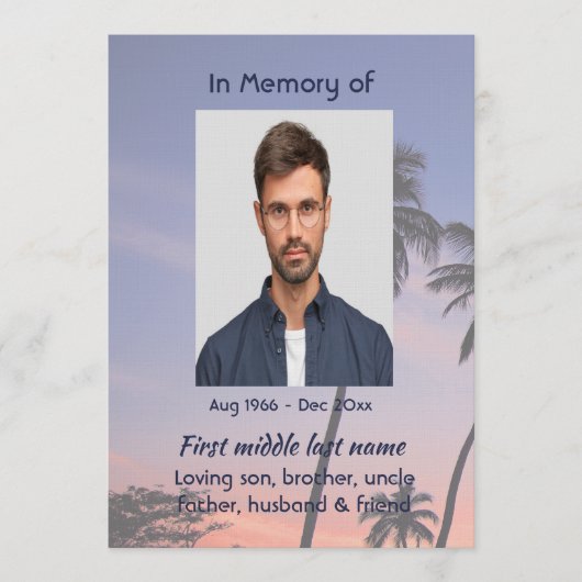 Celebration Life Service Tropical Beach Paradise 招待状 (正面)