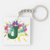 Celebration Monogram Letter J with Balloons キーホルダー (裏面)