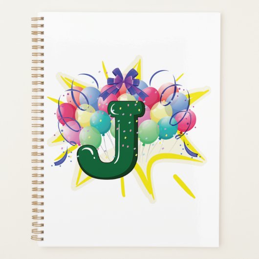 Celebration Monogram Letter J with Balloons プランナー手帳 (正面)