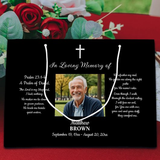 Celebration Of Life 1 Photo Bible Verse  ラージペーパーバッグ