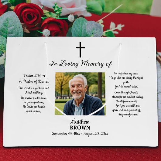 Celebration Of Life 1 Photo Bible Verse  ラージペーパーバッグ