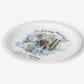 Celebration Of Life 1 Photo Garland Blue Floral  ペーパープレート (アングル)