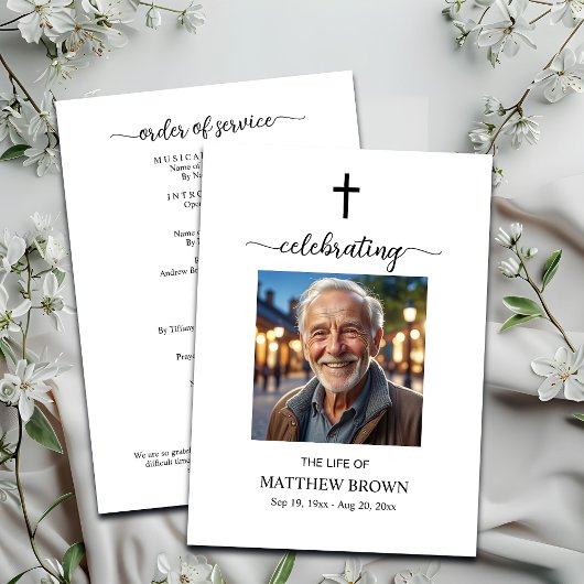 Celebration of Life 1 Photo Memorial Funeral Cross プログラム