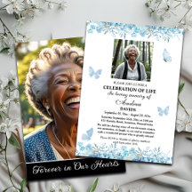 Celebration Of Life 2 Photos Funeral Blue Floral