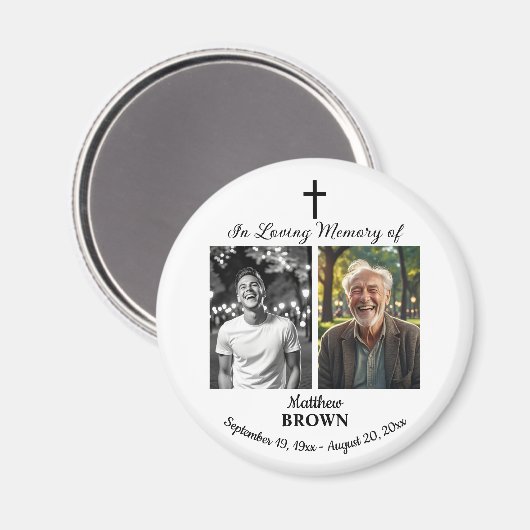 Celebration Of Life 2 Photos Funeral White マグネット (正面/裏面)