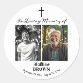 Celebration Of Life 2 Photos Funeral White ラウンドシール (正面)