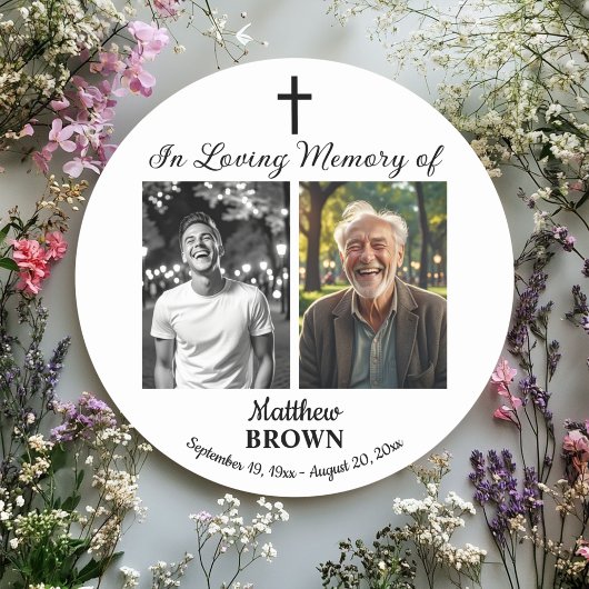 Celebration Of Life 2 Photos Funeral White ラウンドシール