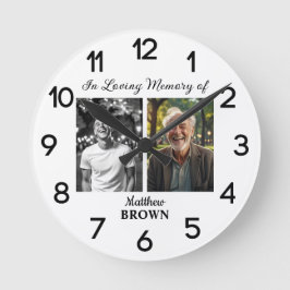Celebration Of Life 2 Photos Funeral White ラウンド壁時計