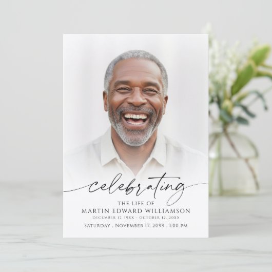 Celebration of Life 2 Photos Memorial Modern 招待状 (スタンド正面)