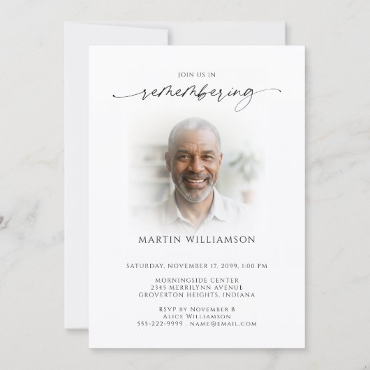 Celebration of Life 2 Photos Memorial Modern 招待状 (裏面)