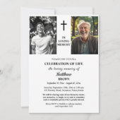 Celebration Of Life 3 Photos Funeral White 招待状 (正面)