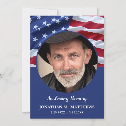 Celebration Of Life American Flag Photo Funeral 招待状 (正面)