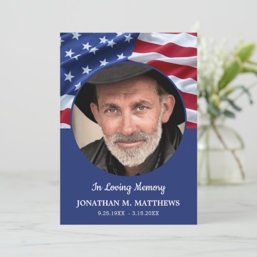 Celebration Of Life American Flag Photo Funeral 招待状 (スタンド正面)