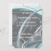 Celebration of Life  Antique Cars Auto Vehicles 招待状 (裏面)