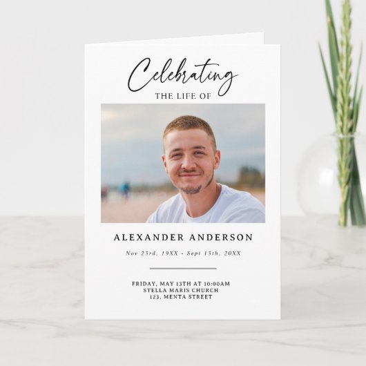 Celebration of Life Black White Memorial Funeral プログラム (正面)