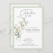 Celebration of Life Calla Lily Funeral Memorial 招待状 (正面/裏面)