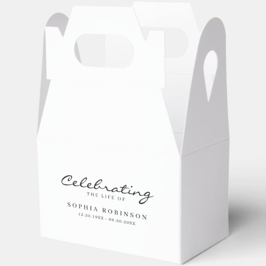 Celebration of Life Elegant Script Funeral  フェイバーボックス (見開き)