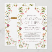 Celebration Of Life Floral Beautiful Invitation 招待状 (正面/裏面)