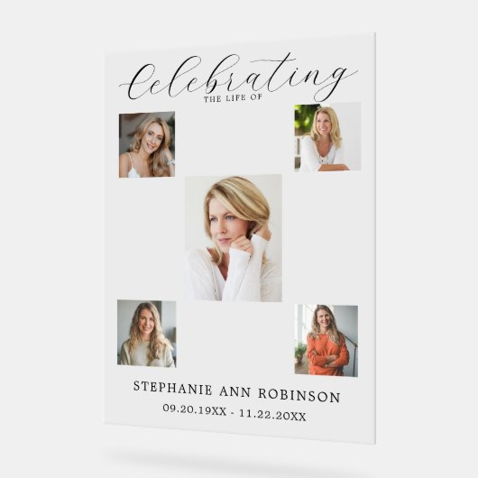 Celebration of Life Funeral 5 Photo Collage  アクリルサイン (傾斜)