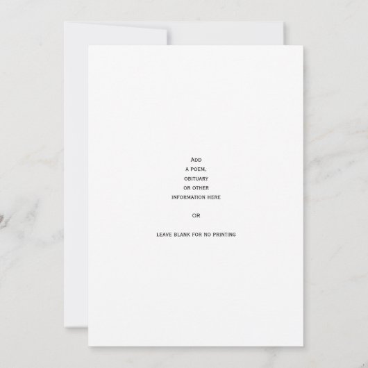 Celebration of Life Funeral Memorial 招待状 (裏面)