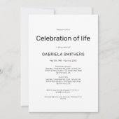 Celebration of life Funeral Memorial 招待状 (正面)